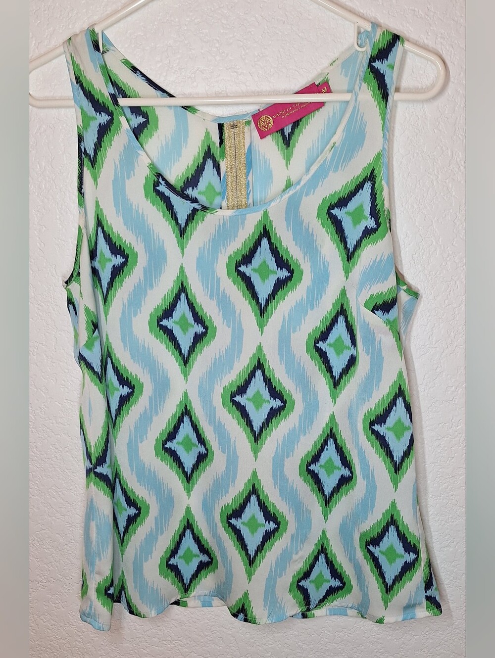 Macbeth Collection by Margaret Josephs Ikat Geometric Blouse Size M